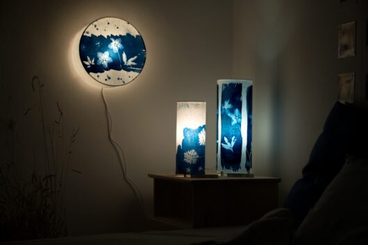 Lampe de chevet en cyanotype aux feuilles S1