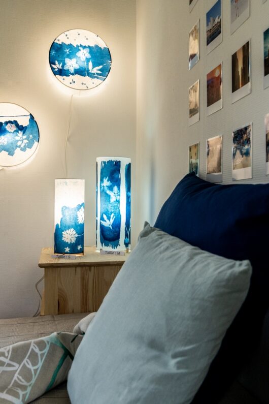 Lampes en cyanotype chambre