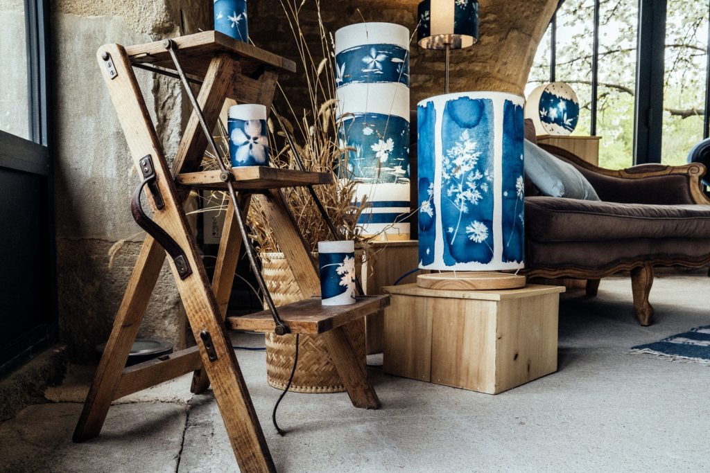 Lampes en cyanotypes