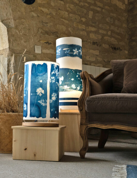 Lampes cyanotype au salon