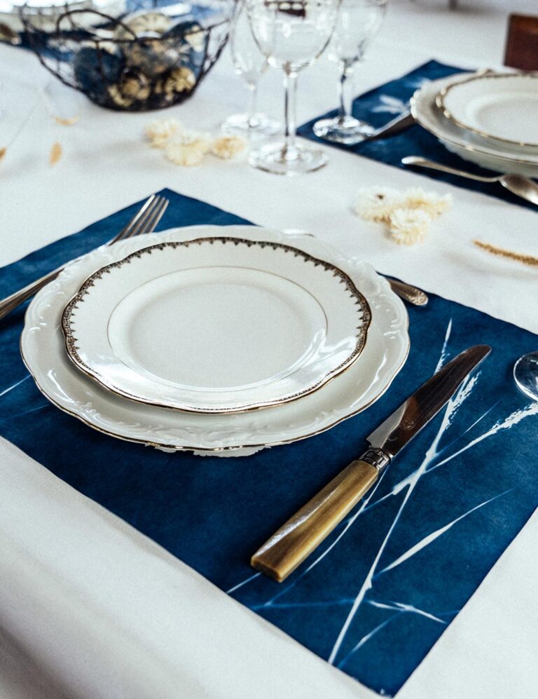 Set de table epis de blé bleu