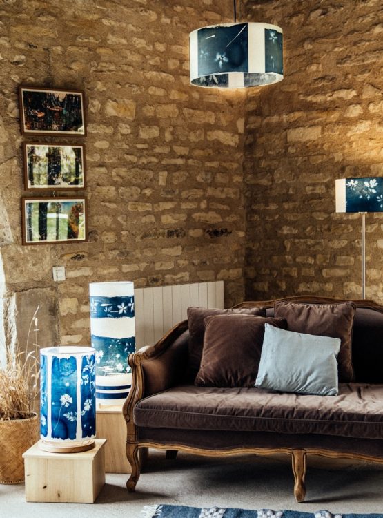 Lampes en cyanotype pour le salon