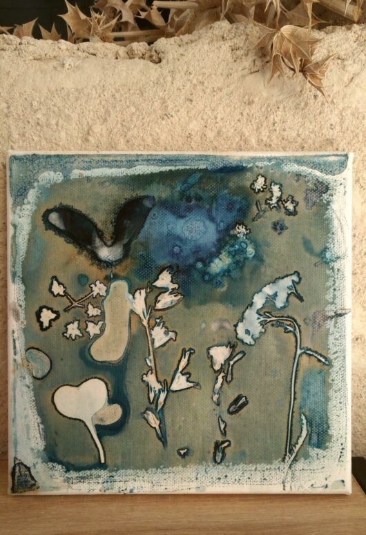 Cyanotype à la cocotte sur châssis