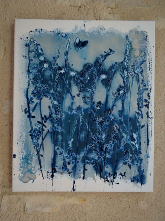 Cyanotype aux fleurs sauvages sur châssis – Image 2