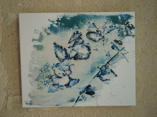 Cyanotype à la clématite sauvage sur châssis – Image 2