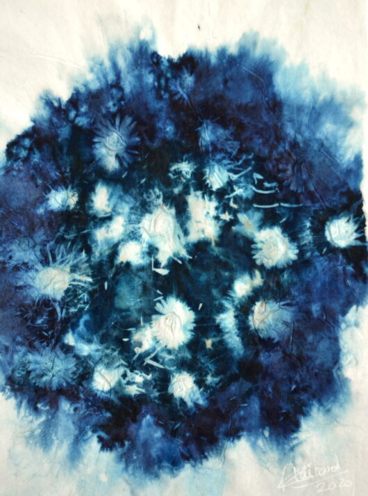 Cyanotype "maru" aux fleurs de printemps – Image 2