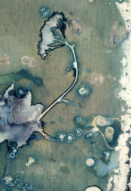 Cyanotype au petit coeur sur châssis – Image 2