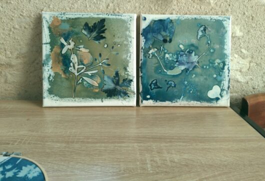 Cyanotype au petit coeur sur châssis – Image 4