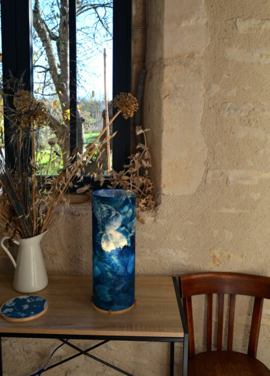 Lampe en cyanotype clair-obscur végétal – Image 2