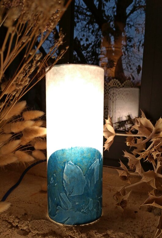 Lampe "lys" en cyanotype