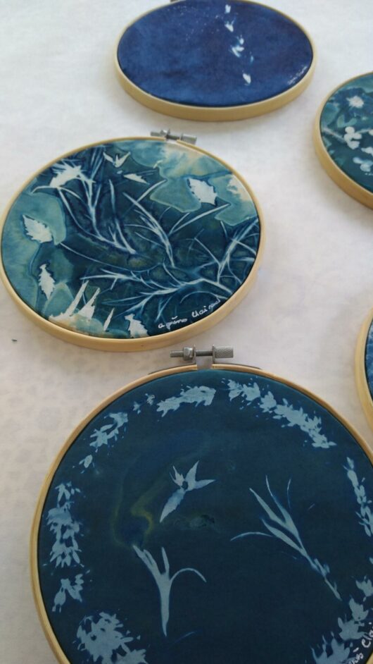 Cyanotype "bulle de bonheur" lavande et hélicryse. – Image 2