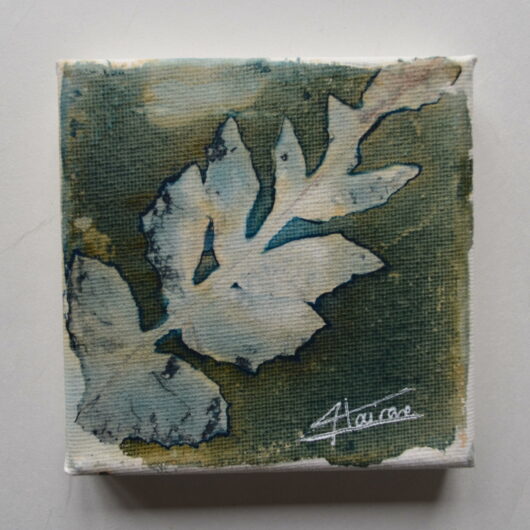 Cyanotype à la feuille sur châssis.