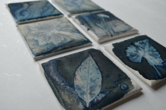 Cyanotype à la feuille de achillée millefeuilles sur châssis. – Image 2