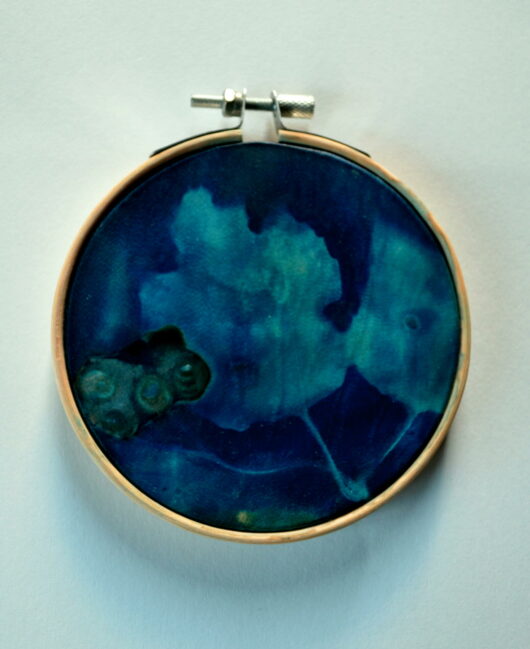 Cyanotype "bulle de bonheur" sur parchemin aux baies