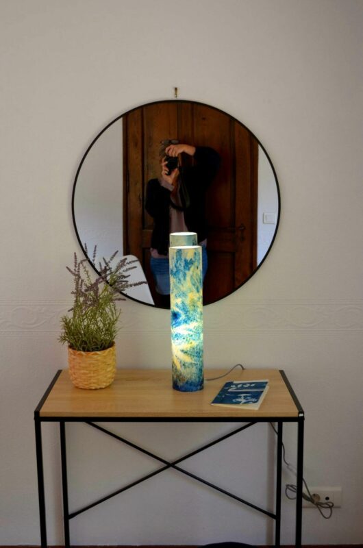 Lampe en cyanotype au chanvre