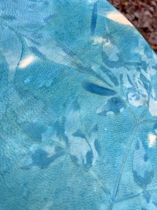 Tambour chamanique avec cyanotype aux feuilles de jasmin. – Image 9