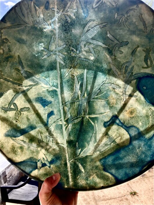 Tambour chamanique avec cyanotype au lierre – Image 2