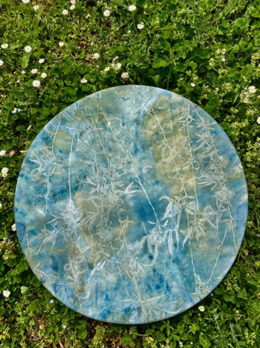 Tambour chamanique avec cyanotype au saule